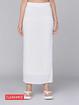 MIXT by Nykaa Fashion - White High Waist Textured Column Skirt