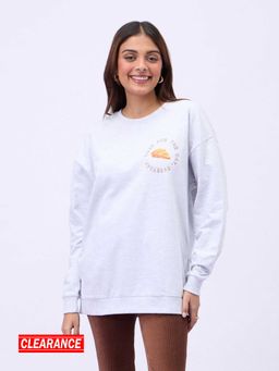 MIXT by Nykaa Fashion - Unisex Grey Graphic Print Round Neck Oversized Sweatshirt