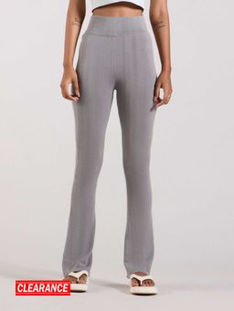 MIXT by Nykaa Fashion - Dark Grey Solid Fit and Flare Mid Waist Trousers