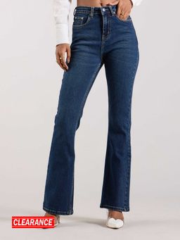MIXT by Nykaa Fashion - Mid Blue Solid Fit and Flare Denim Pants