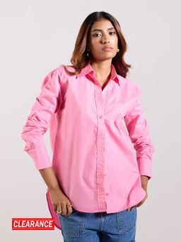 MIXT by Nykaa Fashion - Candy Pink Solid Full Sleeves Collar Neck Shirt