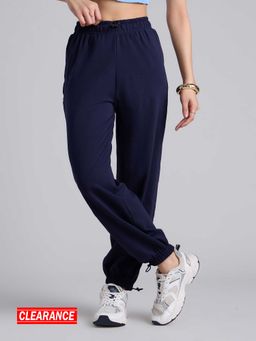 MIXT by Nykaa Fashion - Navy Blue Solid Mid Waist Parachute Pant