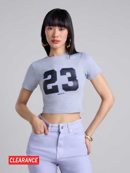 MIXT by Nykaa Fashion - Charcoal Grey Graphic Print Fitted T-Shirt