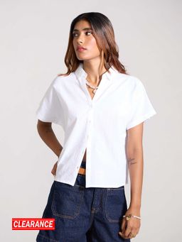 MIXT by Nykaa Fashion - White Textured Short Sleeves Shirt