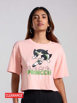 MIXT by Nykaa Fashion - Peach and Green Power Puff Girls Graphic Print Short Sleeves Crop T-Shirt