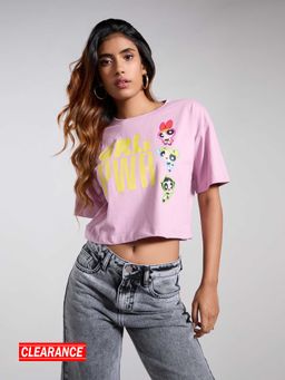 MIXT by Nykaa Fashion - Pink Looney Tunes Graphic Printed Short Sleeves Crop T-Shirt