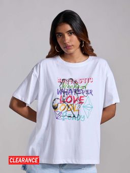 MIXT by Nykaa Fashion - White Oversized Garfield Graphic Printed Short Sleeves T-Shirt
