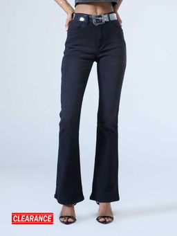 MIXT by Nykaa Fashion - Black Washed Mid Waist Boot Cut Fit Denim Jeans