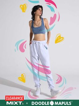 MIXT by Nykaa Fashion - Grey Graphic Printed Straight Joggers