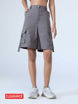 MIXT by Nykaa Fashion - Grey Long Straight Cargo Shorts