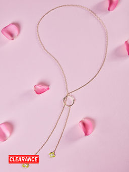 Pipa Bella by Nykaa Fashion - Green and Gold Clover Leaf Enamel Lariat Necklace
