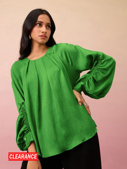 RSVP by Nykaa Fashion - Green Solid Round Neck Oversized Top