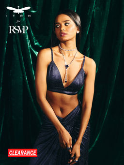 RSVP by Nykaa Fashion - Midnight Blue Rhinestone V Neck Strappy Bralette Top