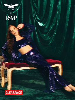 RSVP by Nykaa Fashion - Purple Sequined Lapel Collar Full Sleeves Tailored Blazer