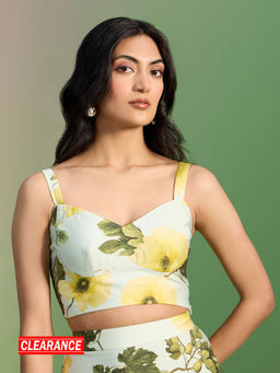 RSVP by Nykaa Fashion - Mint green Sleeveless Floral Bustier Crop Top