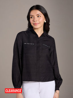 Twenty Dresses by Nykaa Fashion - Black Solid Full Sleeves Classic Shirt