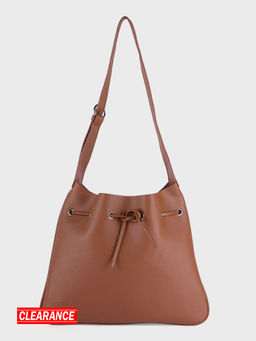Twenty Dresses by Nykaa Fashion - Brown Solid Drawstring Sling Bag with Pouch (Set of 2)