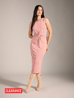 Twenty Dresses by Nykaa Fashion - Blush Pink Textured Sleeveless Midi Dress