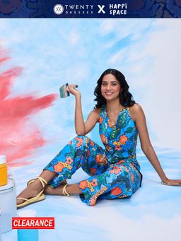 Twenty Dresses by Nykaa Fashion - Happi Space Blue Floral Waistcoat & Trouser (Set of 2)
