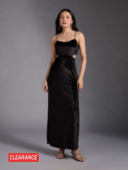 Twenty Dresses by Nykaa Fashion - Party Diamond Studded Straps Waist Cut Out Sheath Maxi Dress