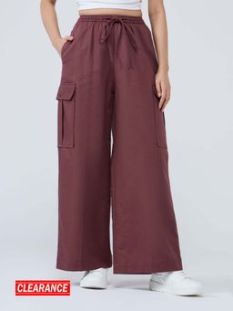 Twenty Dresses by Nykaa Fashion - Rust High Waist Side Seam Patch Pocket Trousers