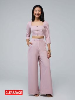 Twenty Dresses by Nykaa Fashion - Pink Square Neck High Waist Co-Ord (Set of 2)