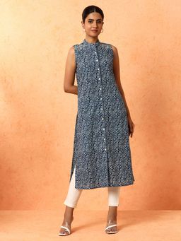 Jaipur Kurti - Women Navy Blue Printed Kurta
