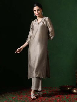 Jaipur Kurti - Women Grey Solid Kurta