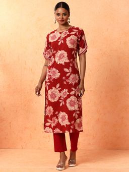 Jaipur Kurti - Women Red Floral Kurta