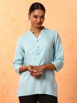 Jaipur Kurti - Women Blue Solid Kurta