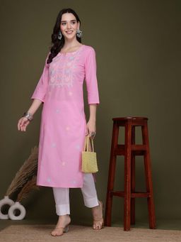 Rama's - Women Pink Embroidered Kurta