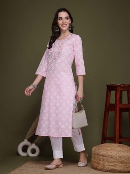 Rama's - Women Purple Embroidered Kurta