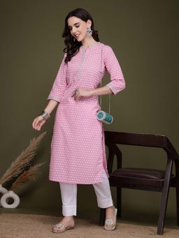 Rama's - Women Pink Embroidered Kurta