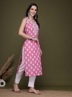 Rama's - Women Pink Embroidered Kurta