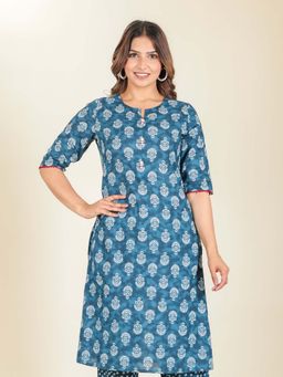 ARAMYA - Women Blue Printed Kurta