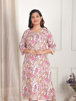 ARAMYA - Women Off White Floral Kurta