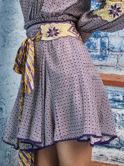 Bhanuni by Jyoti - Decisive Yellow and Lilac Dream Purple Mini Skirt