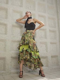 Bhanuni by Jyoti - Lime Green Maxi Skirt