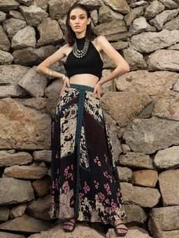 Bhanuni by Jyoti - Brunette Brown and Oyster Grey Maxi Skirt