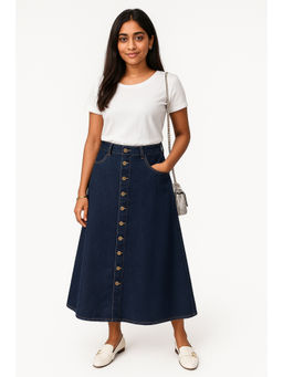 Tripursundari Fashion - Women Navy Blue Denim Skirt