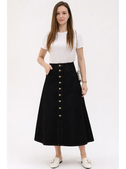 Tripursundari Fashion - Women Black Denim Skirt