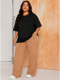 KOTTY - Women Black Cotton Blend T-Shirt