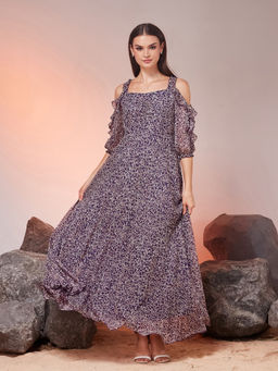 Miss Chase - Women Purple Chiffon Dress