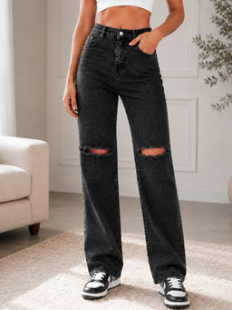 KOTTY - Women Black Cotton Blend Jeans