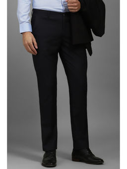 Louis Philippe - Men Black Slim Fit Solid Flat Front Formal Trousers