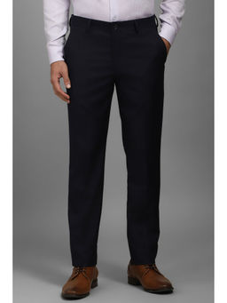 Louis Philippe - Men Black Slim Fit Solid Flat Front Formal Trousers