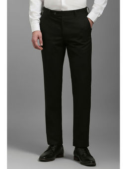 Louis Philippe - Men Black Slim Fit Solid Flat Front Formal Trousers