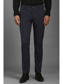 Louis Philippe - Men Grey Slim Fit Check Flat Front Formal Trousers