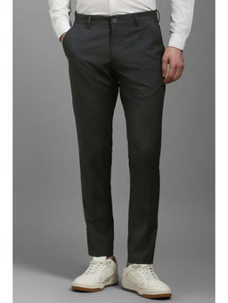 Louis Philippe - Men Grey Slim Fit Check Flat Front Casual Trousers