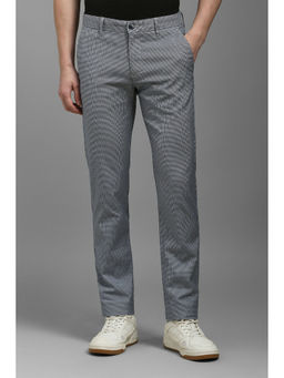 Louis Philippe - Men Grey Super Slim Fit Print Flat Front Casual Trousers